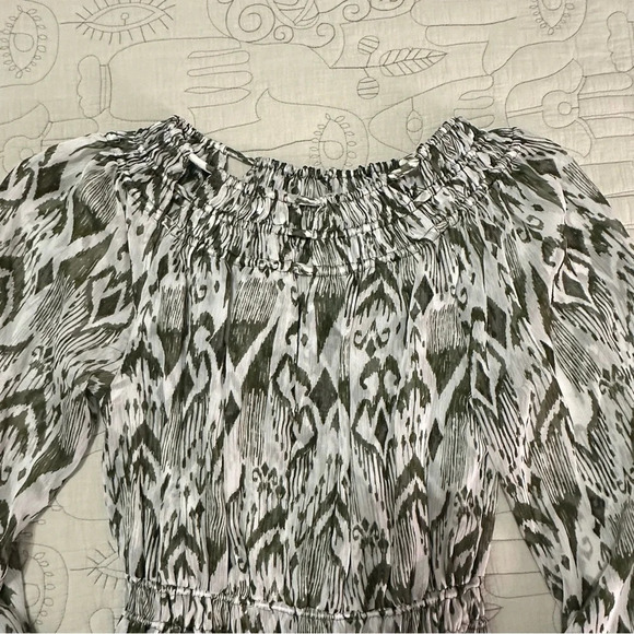 NWT MISA Crewneck Ikat Printed Mini Dress Size XS Moss Olive - Picture 12 of 15